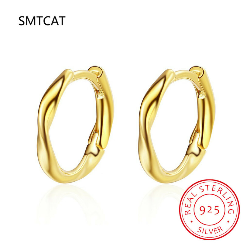 SMTCAT – boucles d'oreilles torsadées en argent Sterling 925 pour femmes et filles, petits bijoux élégants en or, cadeaux de fête, S-E1350