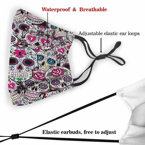 Mexican Sugar Skull Pattern Face Mask Reusable Comfortable Dust Soft Mask Washable PM2.5 Protection Mouth Mask for Adults Kids