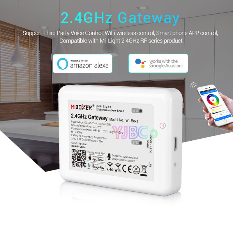 Miboxer – contrôleur Wifi WL-Box1 GHz Gateway DC5V, contrôle sans fil avec application IOS/android, pour bande lumineuse led, 2.4