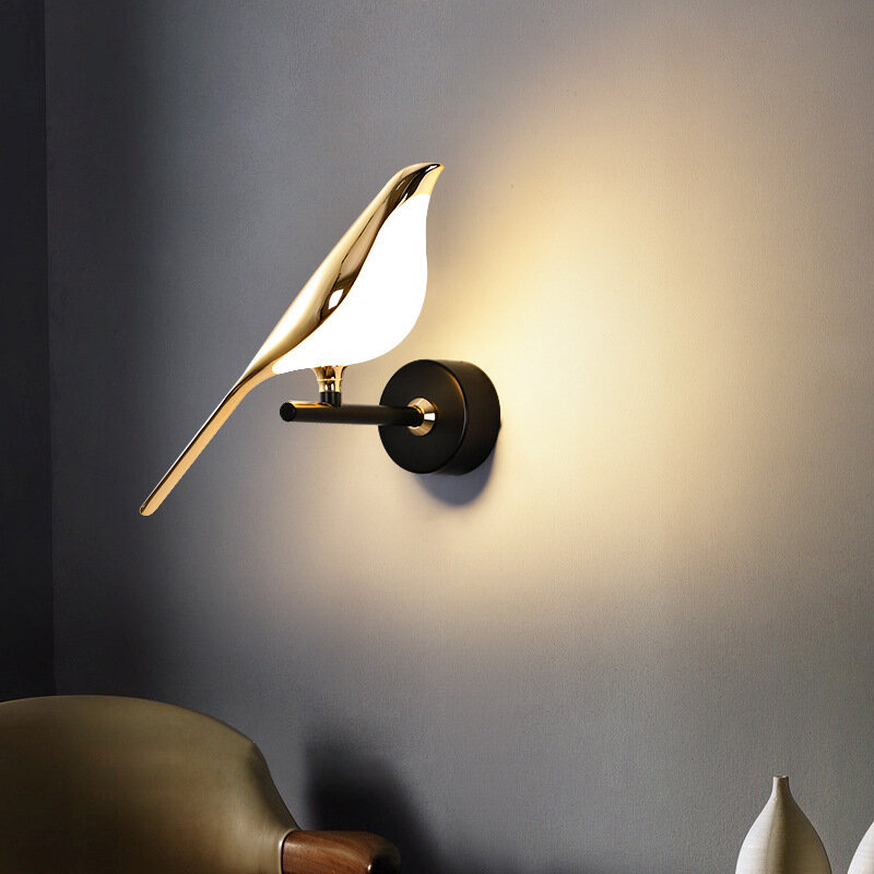 Sroka kinkiet postmodernistyczna minimalistyczna TV do salonu tło ścienna LED light luksusowa kreatywna sypialnia hotel nocne oświetlenie
