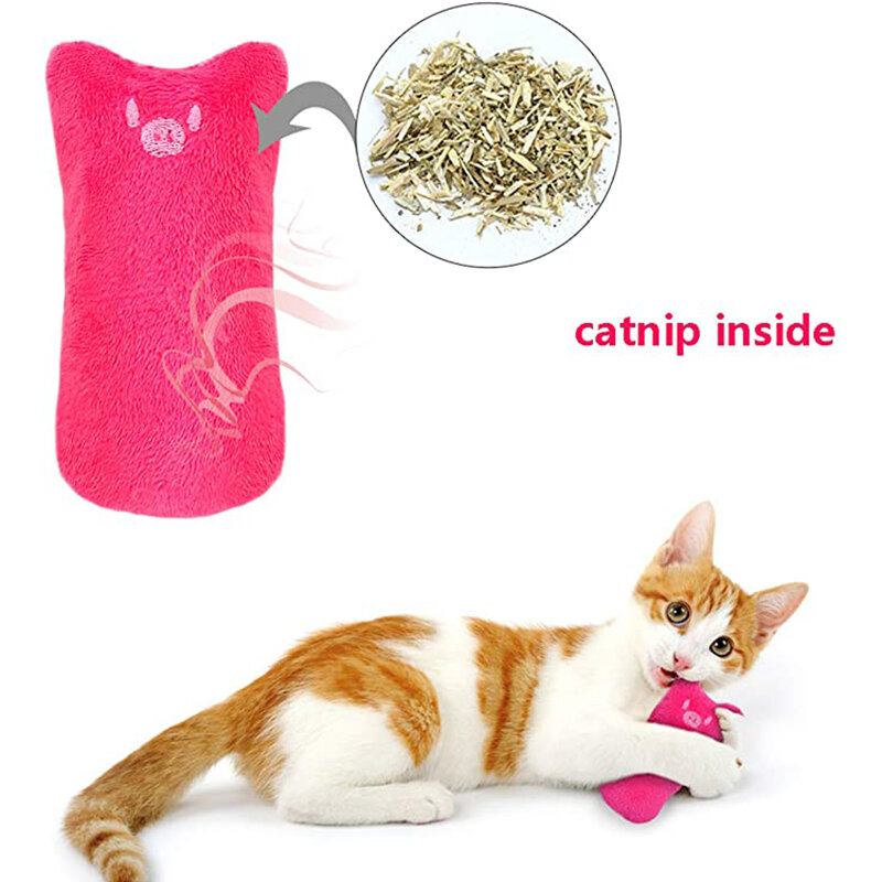 2Pcs Teeth Grinding Catnip Toy Cat Chew Toy Cartoon Funny Interactive Plush Catnip Toys Chewing Toy Thumb Bite Cat for Cats