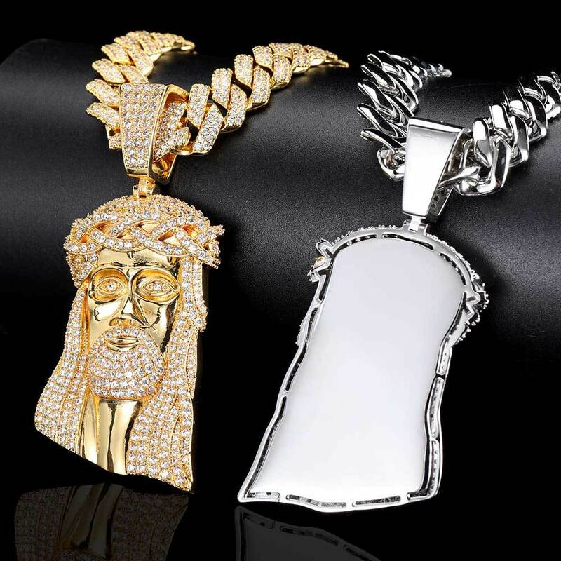 Hip Hop Ice Out jezus Corolla wisiorek biżuteria moda cyrkonia naszyjnik z kamienia Cubic cyrkon Link dla mężczyzny kobiety prezent