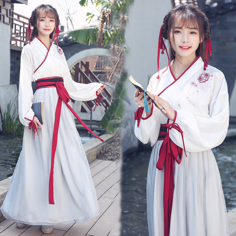 Hanfu kobieta poprawa sztuki walki styl kostium wróżka wróżka elegancki świeży i elegancki starożytny chiński stylowy kombinezon