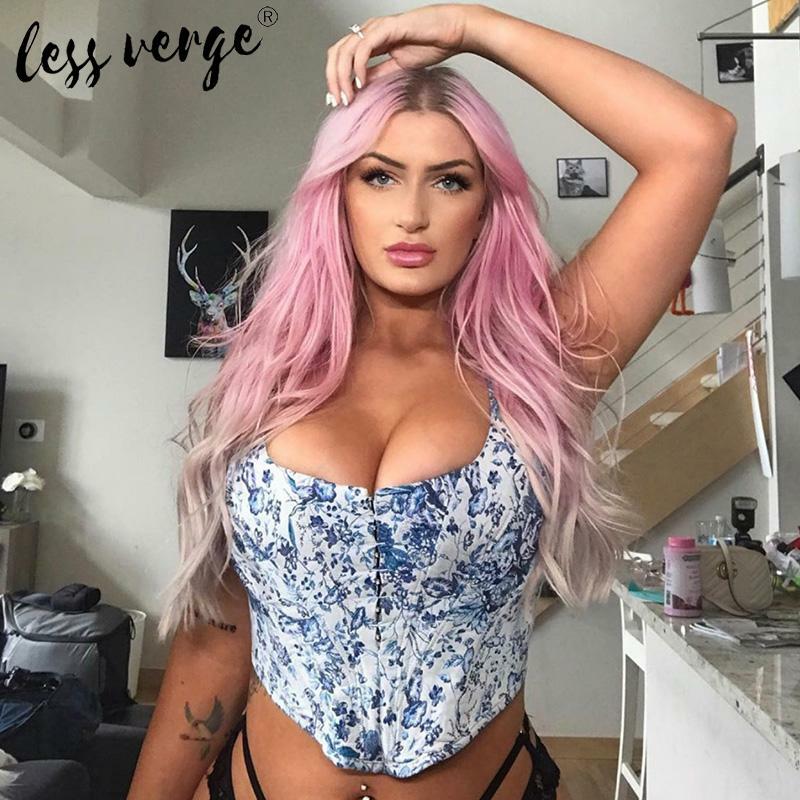 Blauw Foral Print Basic Vrouwen Crop Top Sexy Bustier Corset Fitness Boho Tank Top Cami Backless Korte Zomer Party Hemdje vest