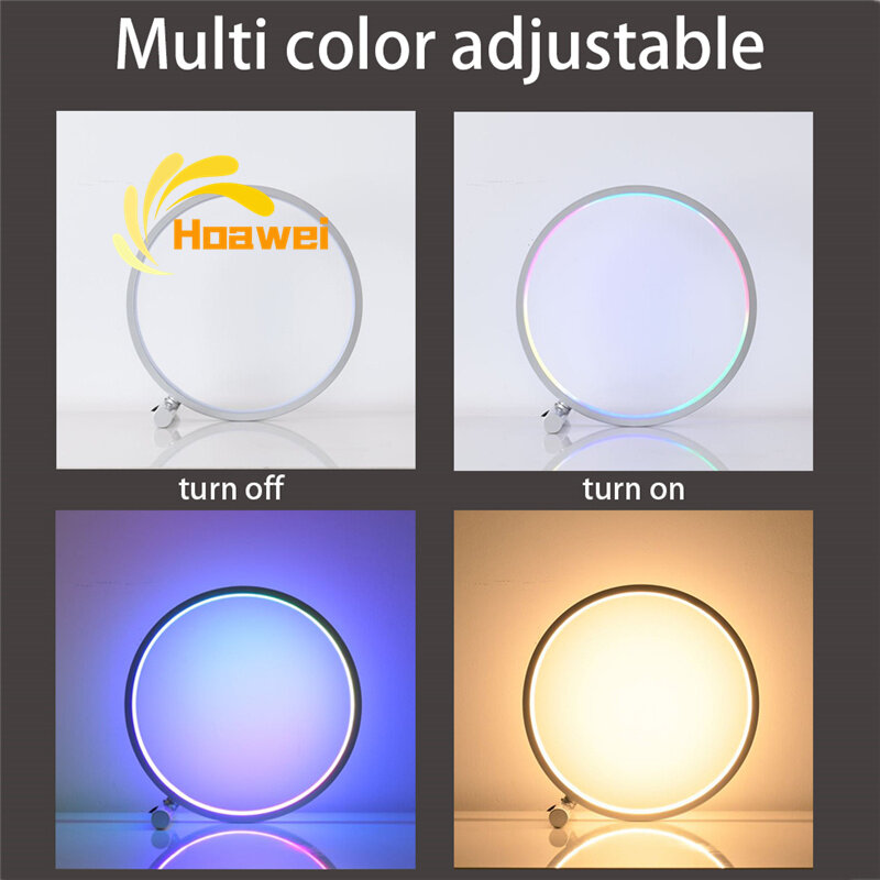Nordic RGB Lamp Circle Led Table Lamps For Living room Bedroom Bedside indoor Lighting Table Lamps For Home Decor Light Fixtures