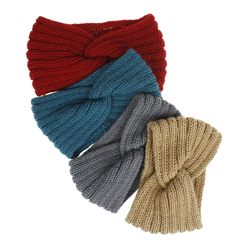 Mode Wolle Gestrickte Stirnband Winter Solide Haar Bands Halten Wam Turban Einfache Frau Bandana Für Mädchen Elast Haar Zubehör 2021