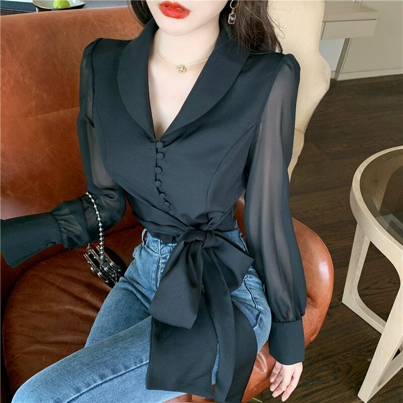 fashion woman blusas mujer elegantes 2021 summer white bow Long sleeve Women's shirt Top blouses and shirts women tops clothes