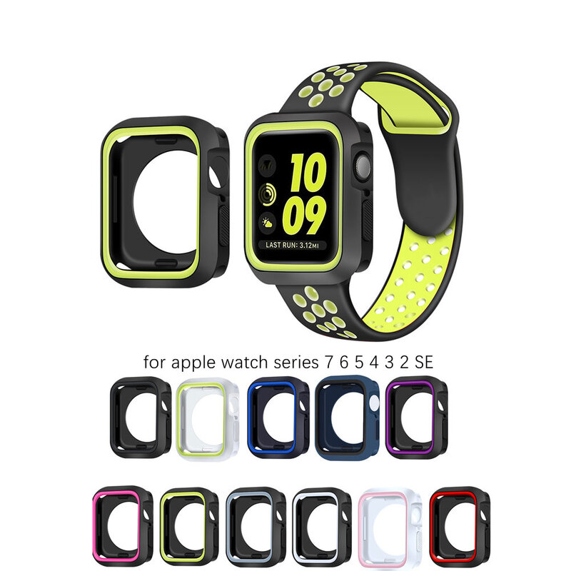 Funda de TPU de doble Color para Apple Watch Series 7, 41MM, 45MM, funda protectora para iwatch 6 5 4 3 2 SE 40 42 44 38MM