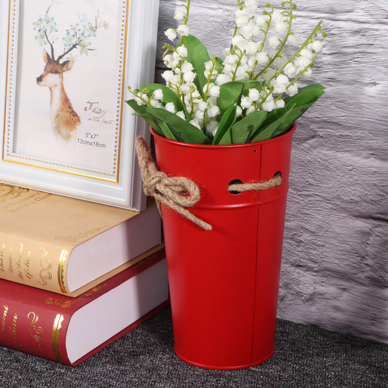 Vinatge-cubo de hierro para flores delicadas, Cubo de planta creativa, Cubo de Estilo Vintage para flor de jardín de casa, tienda, Bar (Wh