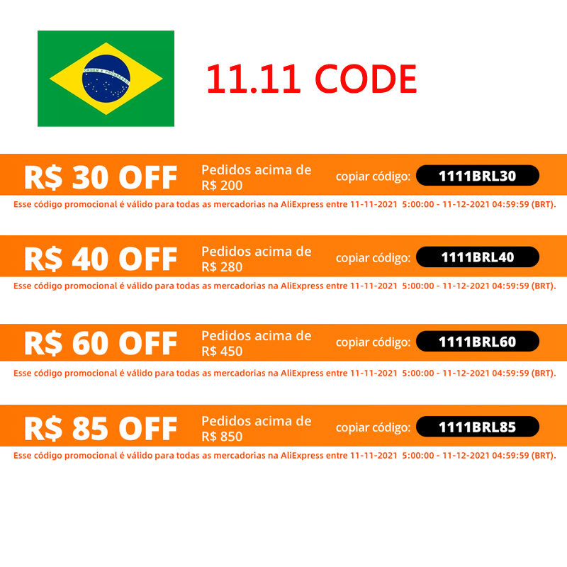 11.11 رمز البرازيل: وقت الاستخدام: 11.11 -11.12 ، يمكن استخدام جميع المنتجات في المتجر.