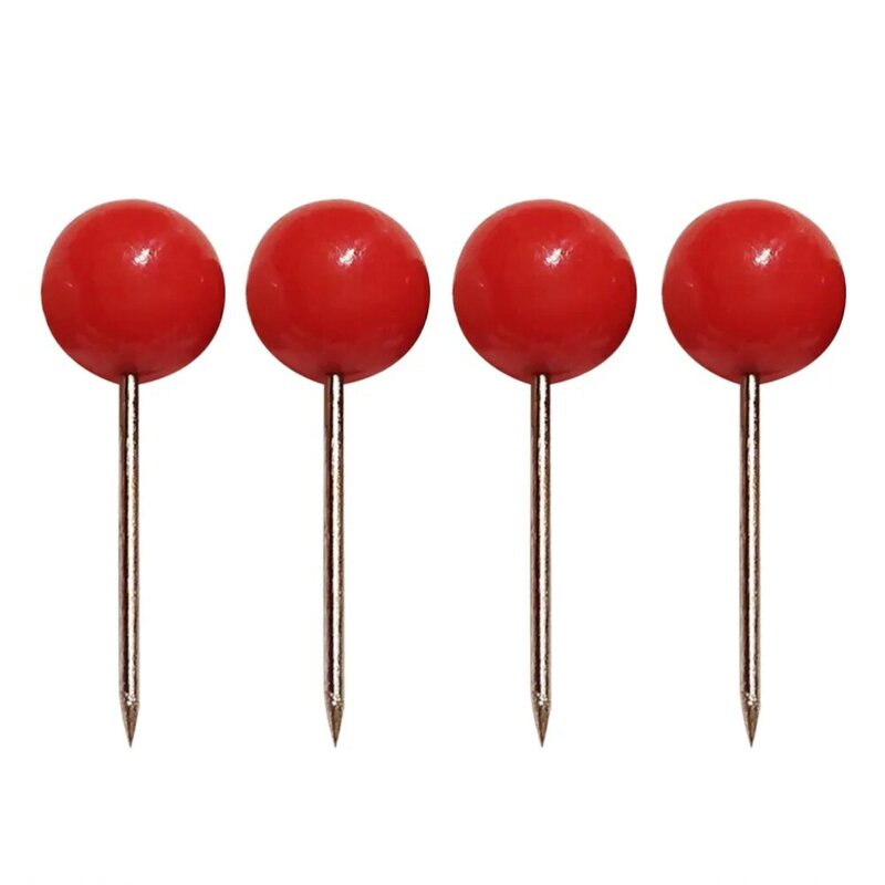 100Pcs Push Round Head Map Tacks with Stainless Point for Office Home Crafts DIY Marking (Red)