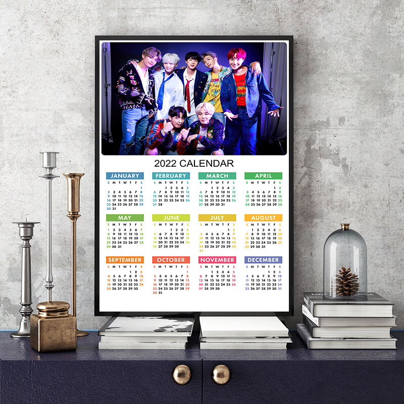 Nuovo 2022 calendario Poster sudcoreano-boy-band-bts Poster stile moderno Movie Tv Star Wall Art Kawaii Room Decor Poster su tela