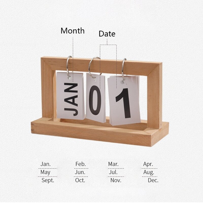 Wooden Page Turning Desk Calendar Wooden Flipping Calendar Creative Simple Standing Desk Calendar Home Calendar Decor Office