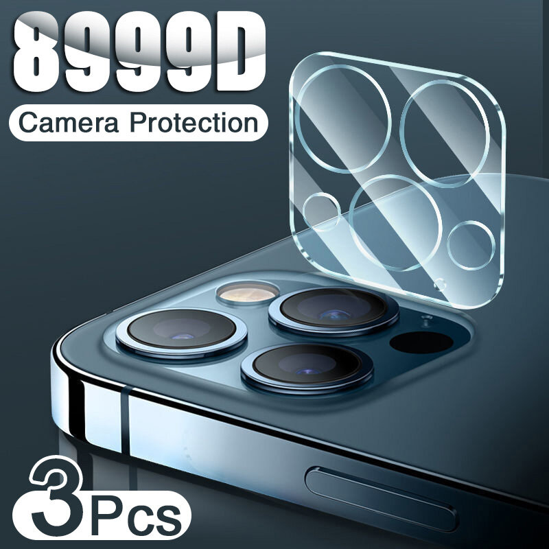 Protector de lente de cámara de cubierta completa, vidrio templado para iPhone 13, 12, 11 Pro Max, XR, X, XS, 6s, 7, 8 Plus, 3 unidades