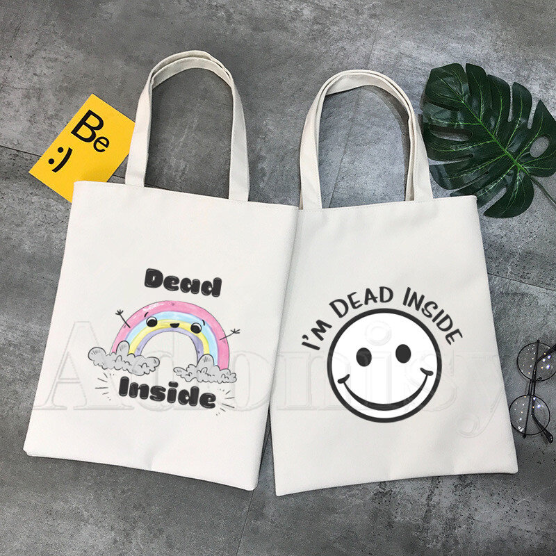 Мертвая внутренняя Корейская сумка-шоппер Ulzzang, Холщовая Сумка-тоут с принтом, сумки, женская сумка, сумки на плечо в стиле Харадзюку
