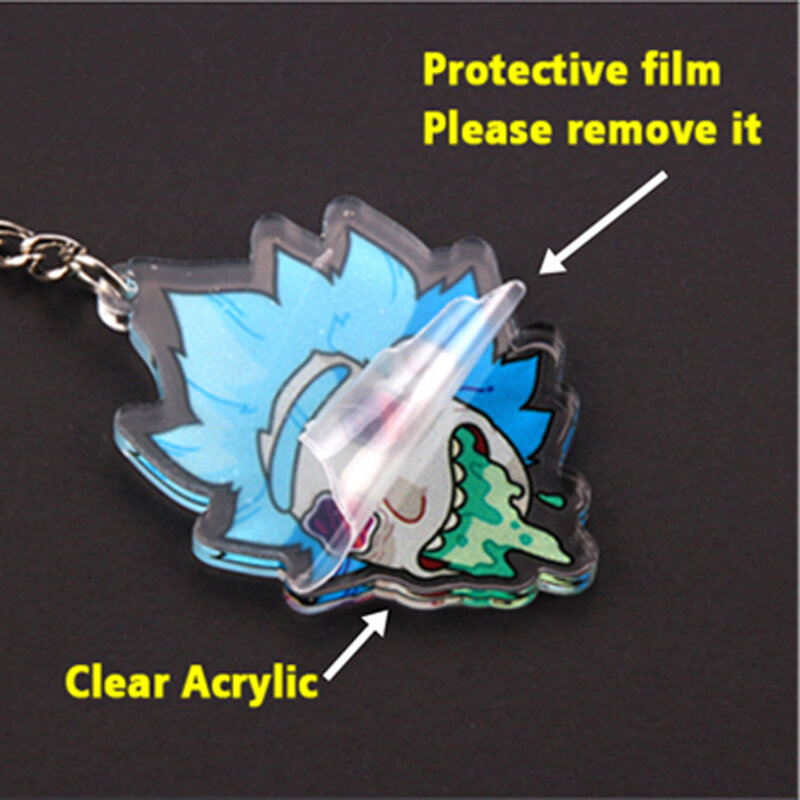 Science-fiction Anime Morty porte-clés dessin animé Rick acrylique voiture porte-clés enfants garçon fille sac pendentif porte-clés cadeaux