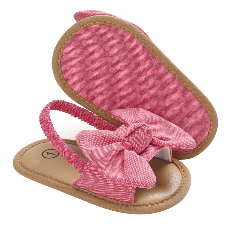 0-12 개월 여름 아기 소녀 활 매듭 샌들 귀여운 소프트 단독 플랫 공주 신발 통기성 첫 워커