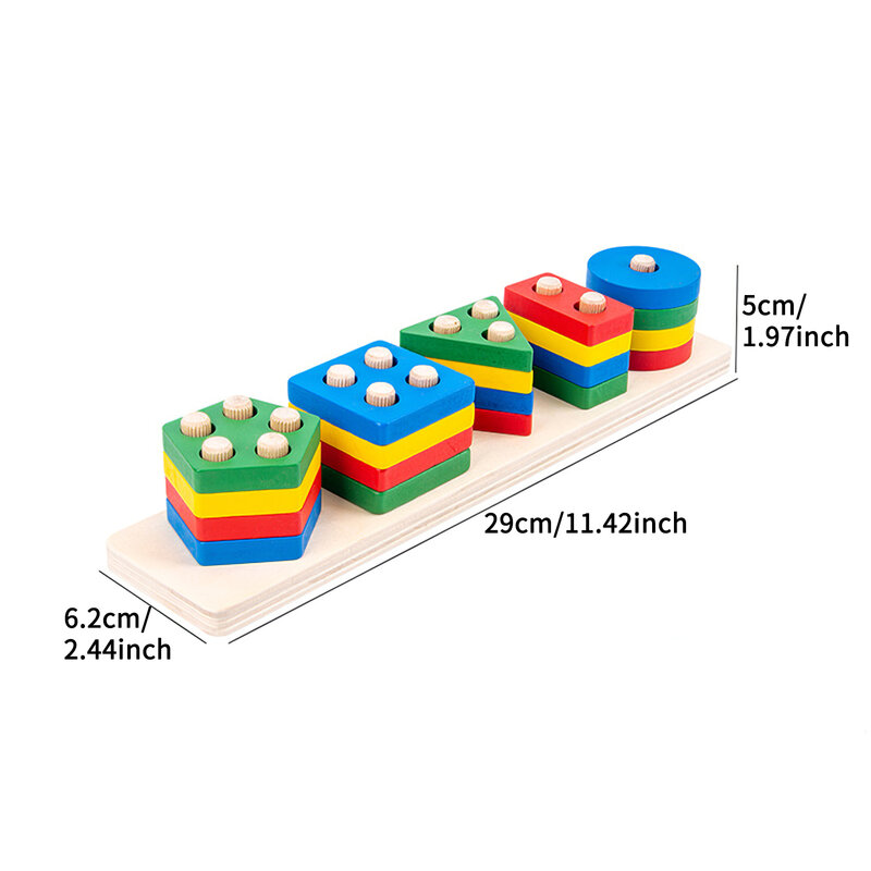 赤ちゃんの木製の幾何学的形状の並べ替えおもちゃセットスムーズな教育ビルディングブロックスタッキングおもちゃ木製ブロックおもちゃ