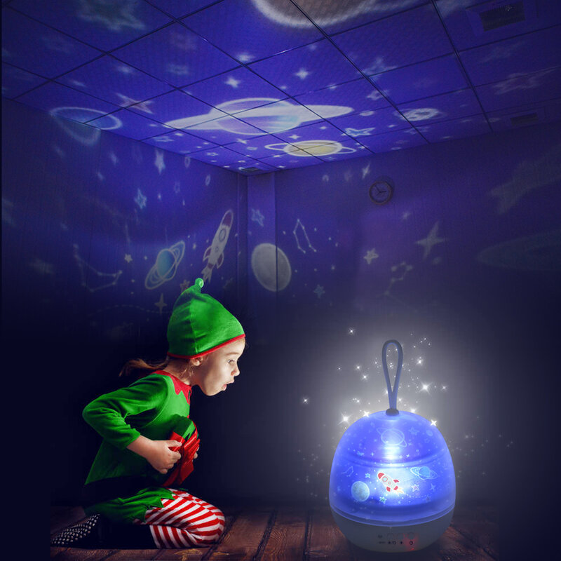Вращающийся проектор звезд звездного неба, Рождественский праздничный светильник с проекцией Луны, подвесной праздничный светильник