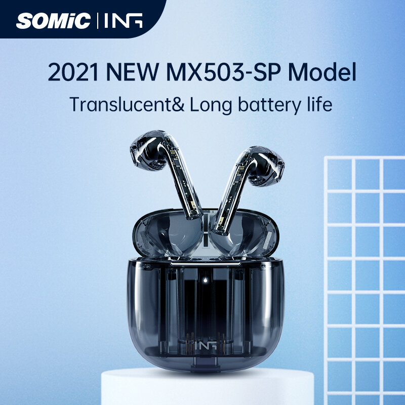 SOMIC-auriculares inalámbricos MX503-SP TWS transparentes, cascos con Bluetooth de baja latencia, reducción de ruido