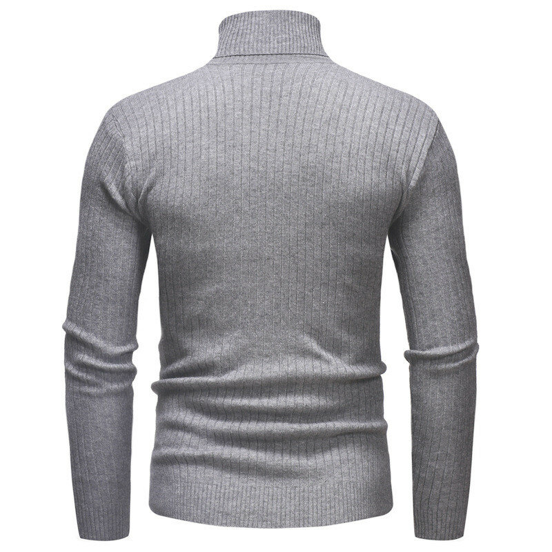 Новое поступление, мужской свитер с высоким воротником, однотонный тонкий осенне-зимний пуловер, мужская одежда