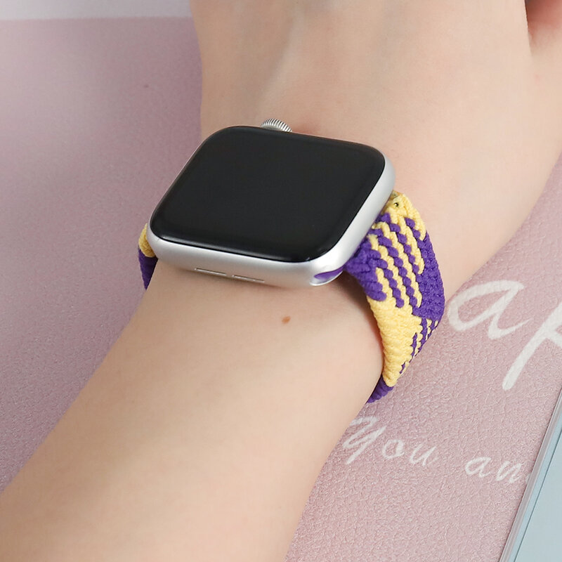 Плетеный нейлоновый ремешок для Apple Watch Band 44 мм 40 мм 38 мм 42 мм, эластичный тканевый браслет для iWatch Series 3 4 5 Se 6