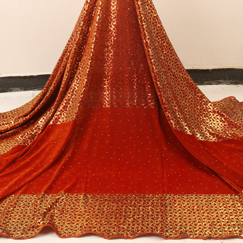 Tela de encaje de terciopelo africano 2020, Material de encaje de alta calidad, tela de red de lentejuelas francesas nigerianas para YA3422B-5 de costura de boda