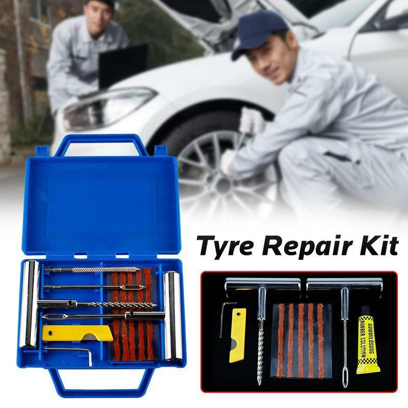 11pcs Car Van Motorcycle Bike Emergency Heavy Duty Tubeless Tire Puncture Professional Repair Kit Plug Set Tyre Repair Kit