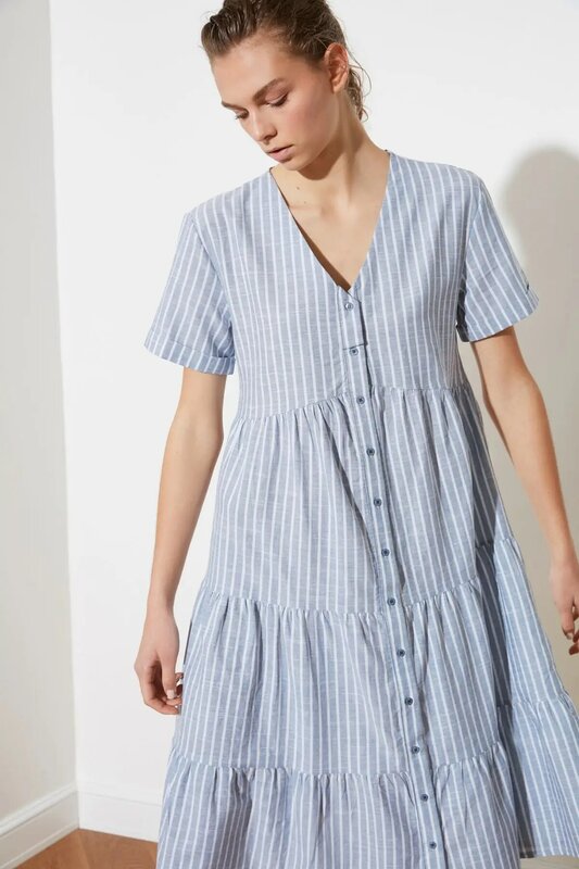Trendyol Button Striped Dress TWOSS21EL1559