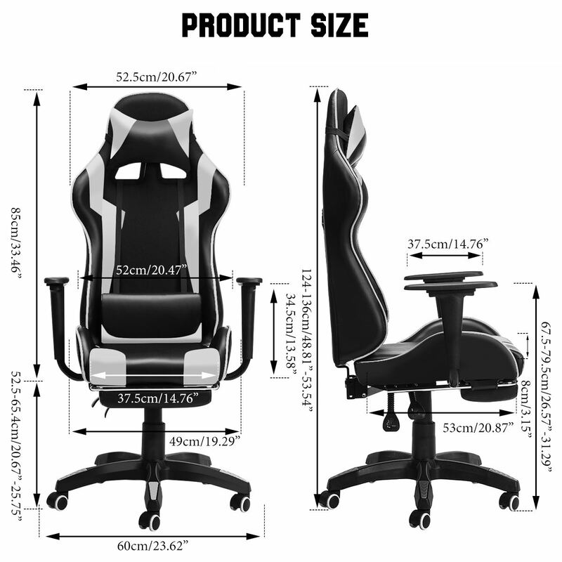 WCG – Chaise de bureau de Gaming en cuir, inclinable, pivotante, pour ordinateur et Gaming