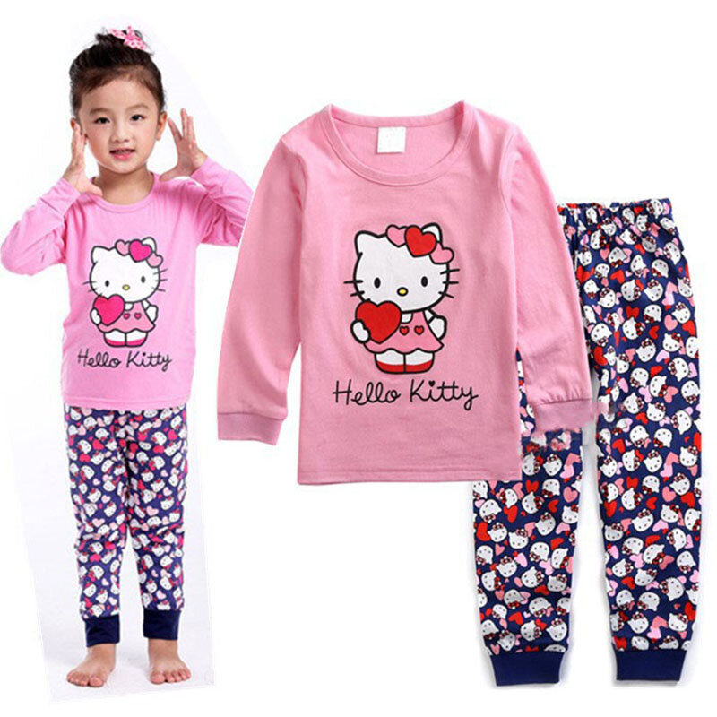 Pijama de algodão de manga comprida para crianças meninas em casa pijamas conjuntos de pijamas casuais