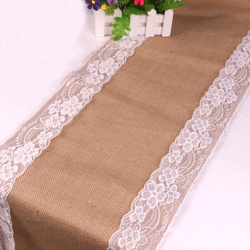 30x275cm European Style Linen Lace Table Runner Home Coffee Table Mat Christmas Wedding Birthday Party Decoration Table Runner
