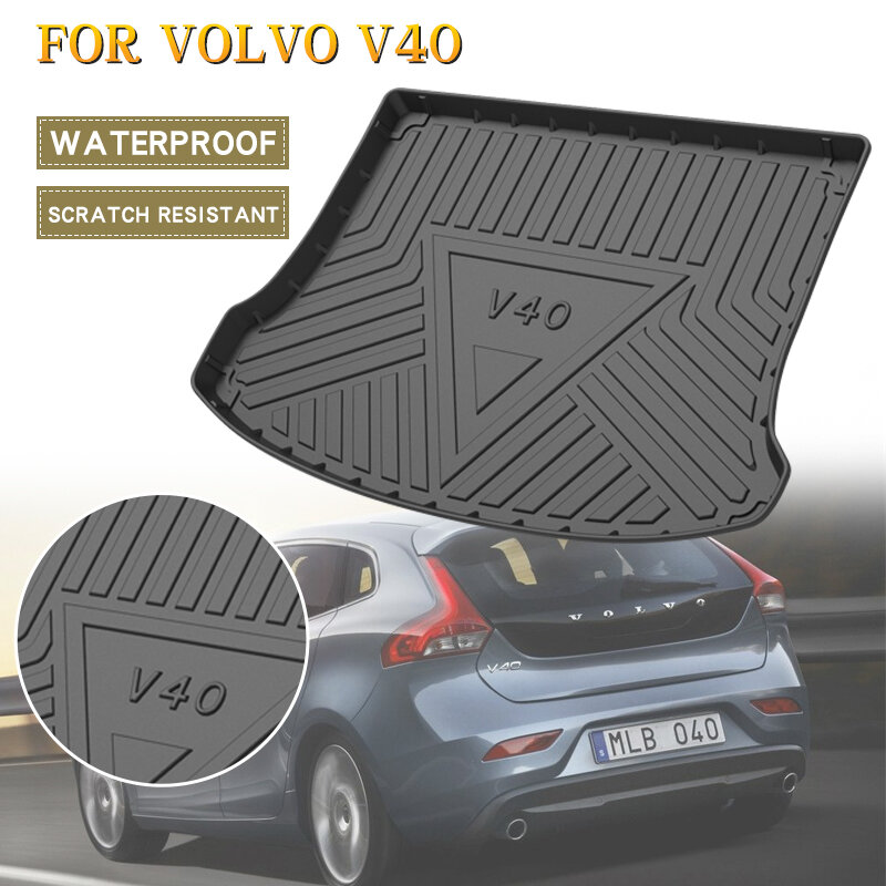 Tapis de sol Mat pour Volvo V40 2013 – 2019, couverture de coffre arrière pour coffre de voiture