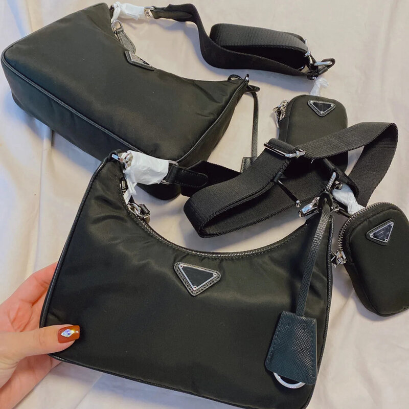 P family – sac en nylon trois-en-un pour femmes, sac à main hobo, sac à bandoulière, sacoche baguette d'occasion