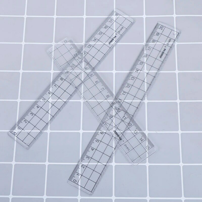 1pcs 15cm 18cm 20cm Transparent Simple Ruler Plastic Square Ruler Cute Learning Stationery Drawing School Supplies