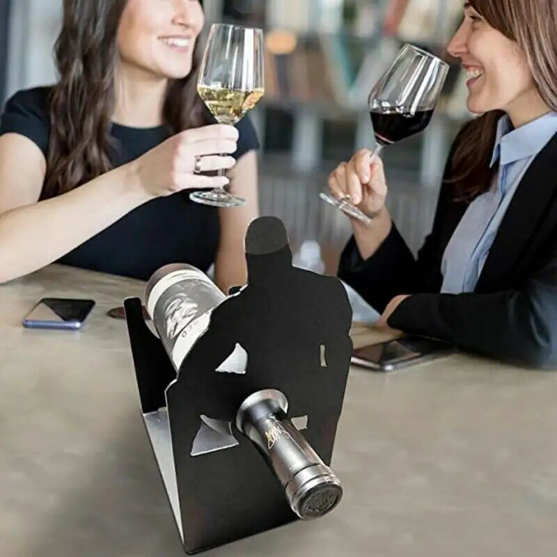 Estante de hierro para vino, estante independiente para botellas de vino, estante de escritorio para mostrador, estante de vino, mesa decorativa, regalo