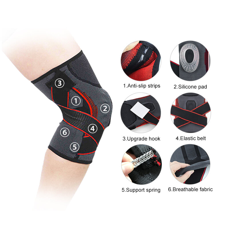Barra a molla in Silicone per supportare la protezione del ginocchio per prevenire la caduta della cinghia del ginocchio sportivo per pressurizzare la pressione del fitness per proteggere la pa