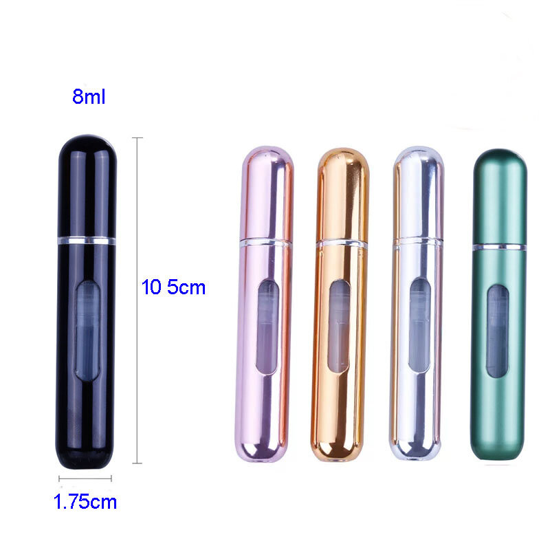 Mini botella de Perfume recargable portátil de 5ml y 8ml con bomba de aroma en aerosol, contenedores cosméticos vacíos, botella atomizadora para herramienta de viaje