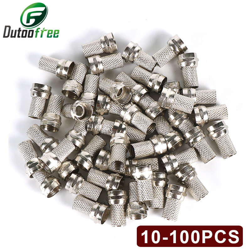 10-100PCS/lot Twist on RG6 F Type Coaxial Cable Connector Plugs Brass materials singnal Line connector Copper Galvanized