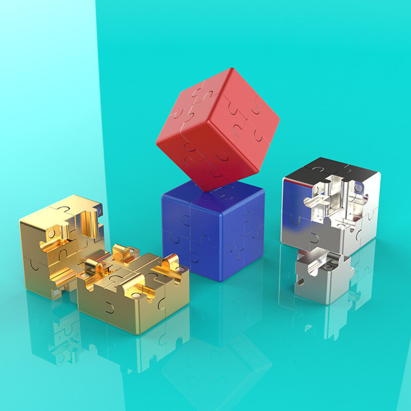 Cubo mágico três-dimensional revestimento dourado prateado, quebra-cabeça profissional de torções de velocidade, brinquedos de aprendizado e educativos