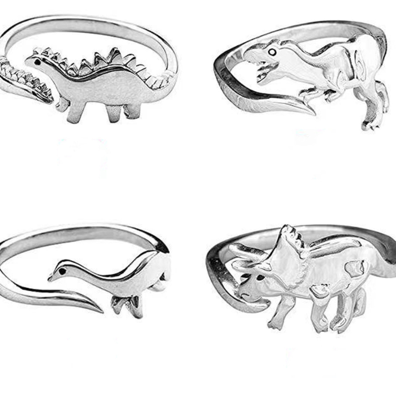 Nowy pierścień żaby dla kobiet brontozaur stegozaur pierścienie pierścień dinozaura regulowany pierścień prezent