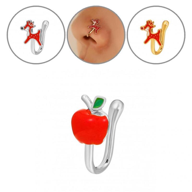 Women  Stylish Cartoon Cute Nose Ring Accessory Nose Stud Christmas Tree   for Party