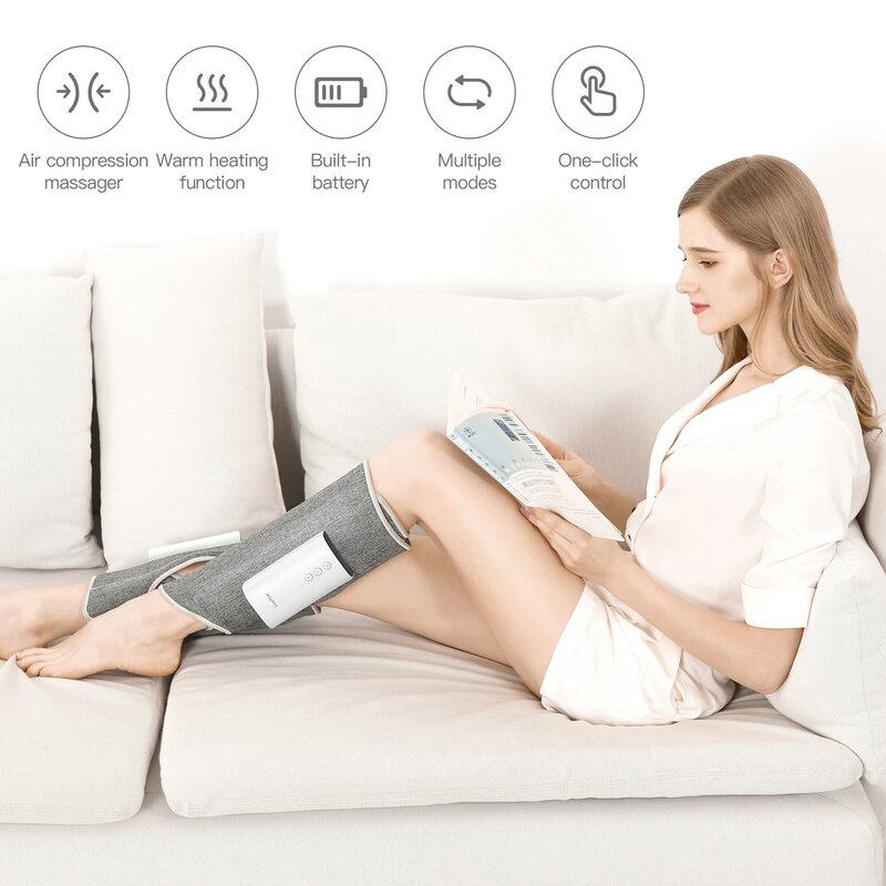 Coppia di massaggiatori per gambe Wireless con riscaldamento intelligente controllato a compressione d'aria massaggio al polpaccio sollievo elettrico dolore muscolare rilassa il massaggio