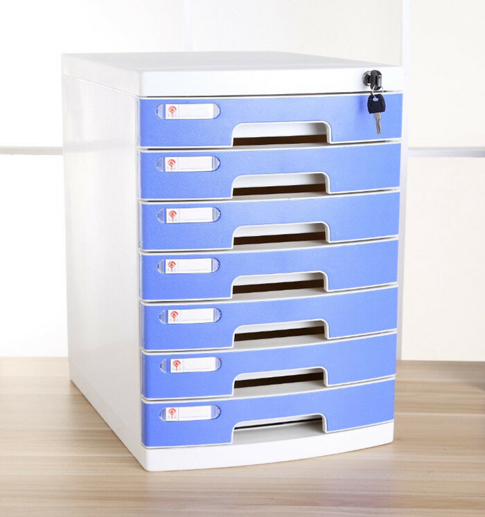 Caja de almacenamiento de archivos de escritorio A4, cajón grueso con cerradura, caja de clasificación de archivos de datos de oficina, archivador