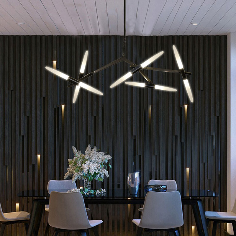 Plafonnier LED suspendu au design nordique moderne, éclairage d'intérieur rétro à chevrons, luminaire décoratif de plafond, idéal pour un salon ou un loft lustre décoratif pour la salle à manger