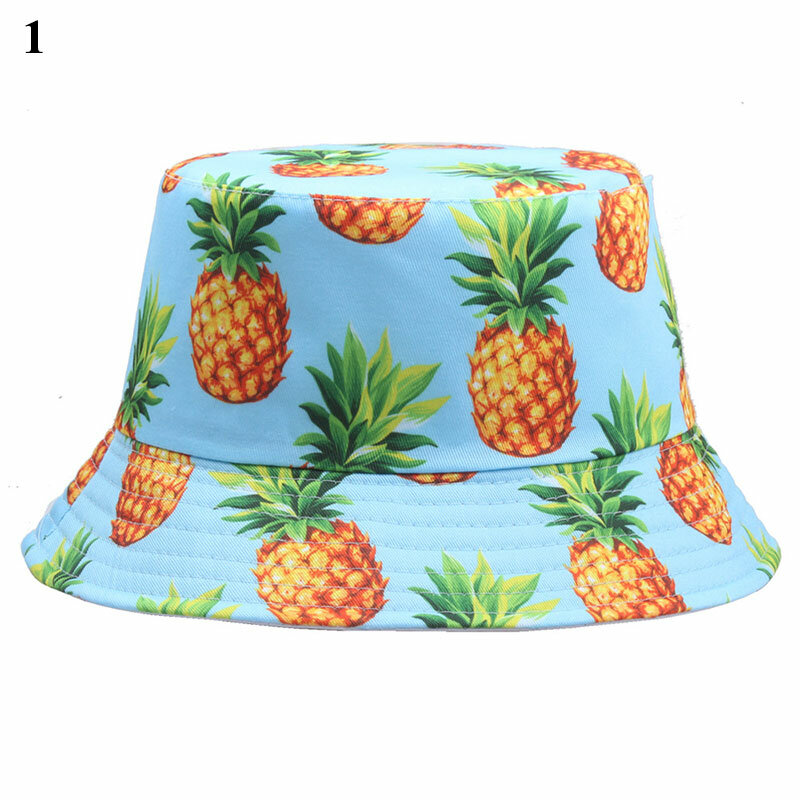 Colorful Bucket Hats Women Men Reversible Fruit Banana Watermelon Cherry Print Fisherman Hat Casual Harajuku Hip Hop Bucket Cap