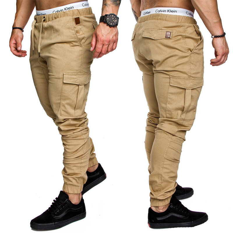 ผู้ชายกางเกง Hip Hop Harem Joggers กางเกง2021กางเกงชาย Joggers Solid Multi-Pocket กางเกง Sweatpants M-4XL
