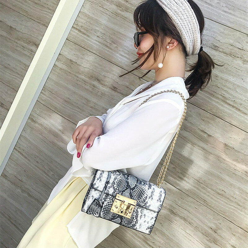 Moda łańcuszek mała torba na ramię damskie serpentynowe torby projektant luksusowe najwyższej jakości torebki torba damska modne torebki