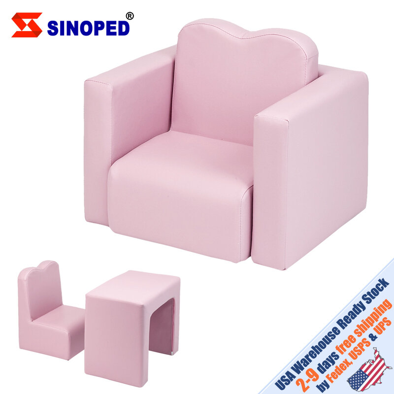 【Magazyn amerykański】 Sofa dziecięca wielofunkcyjna Sofa stół i krzesło zestaw różowy do USA Drop Shipping