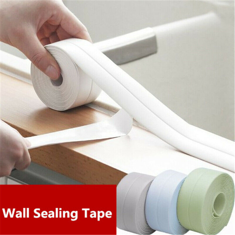 バスルームとキッチン用の粘着テープ,白いPVCシーリングテープ,防水ウォールステッカー,3.2m
